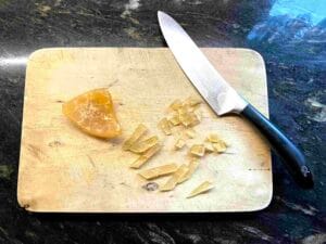 Chopping candied peel