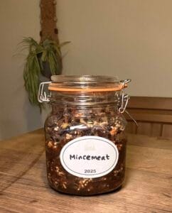 A jar of homemade mincemeat
